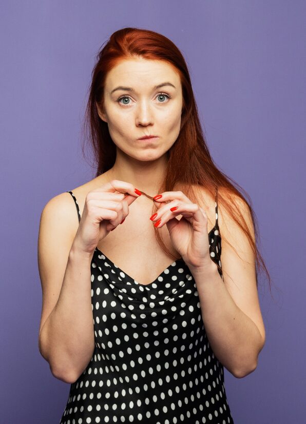 A woman is embarrassed about her pronunciation